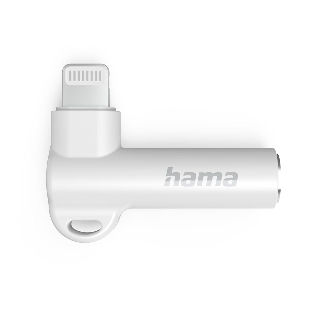 HAMA Adaptor Lightning - 3,5 mm jack, Aux adaptor, 90°, alb