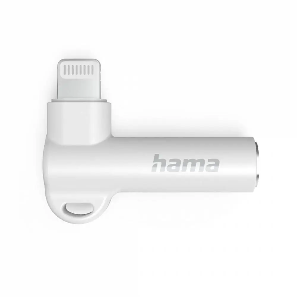 HAMA Адаптер Lightning - 3,5 mm жак, Aux адаптер, 90&deg;, бял