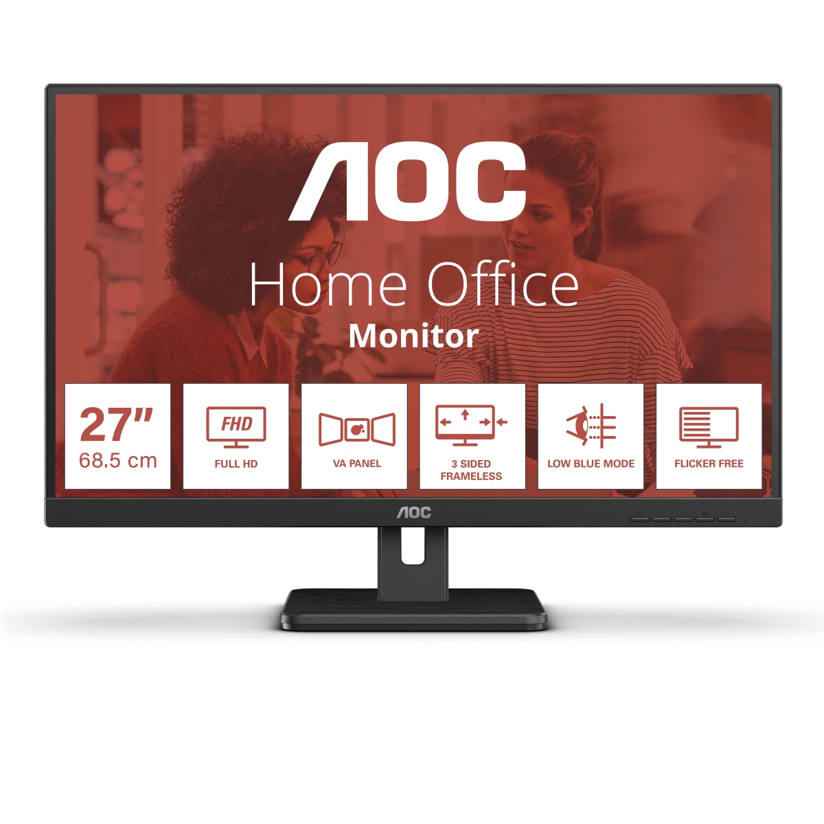 Монитор AOC 27E3UM, 27", VA, FHD 1920x1080, 75Hz, 4ms, HDMI, VGA, DP