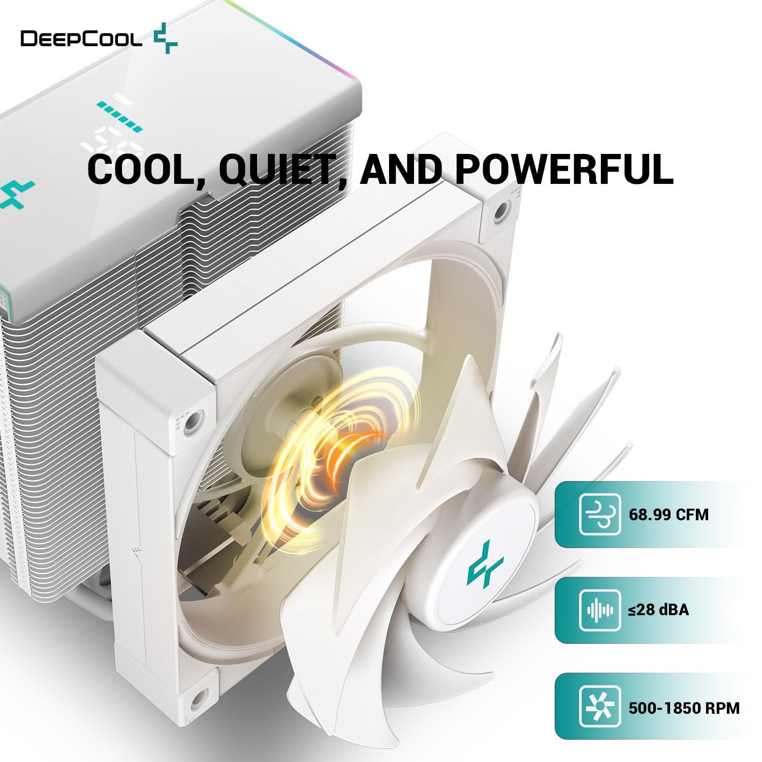 Охладител за процесор DeepCool AK500S DIGITAL WH ARGB