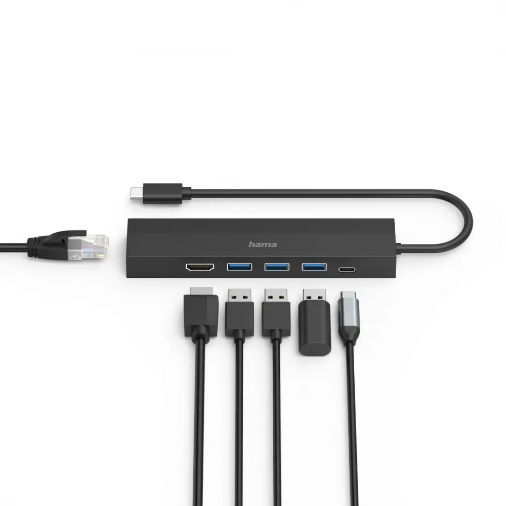 HAMA USB-C хъб, мултипорт, 6 порта, 3 x USB-A, USB-C, HDMI&trade;, LAN/Ethernet