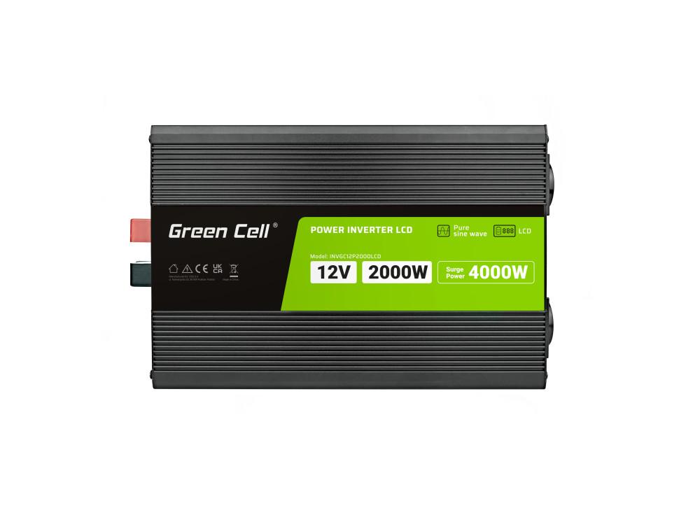Инвертор PRO  GREEN CELL, 12/220V, DC/AC, 2000W/4000W, INVGCP2000LCD  LCD Чиста синусоида