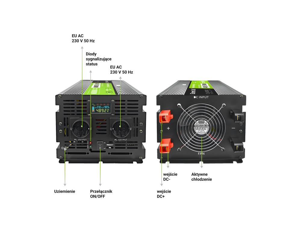Инвертор GREEN CELL, 48/220V,  DC/AC, 5000W/10000W, INVGCP5000LCD  LCD Чиста синусоида