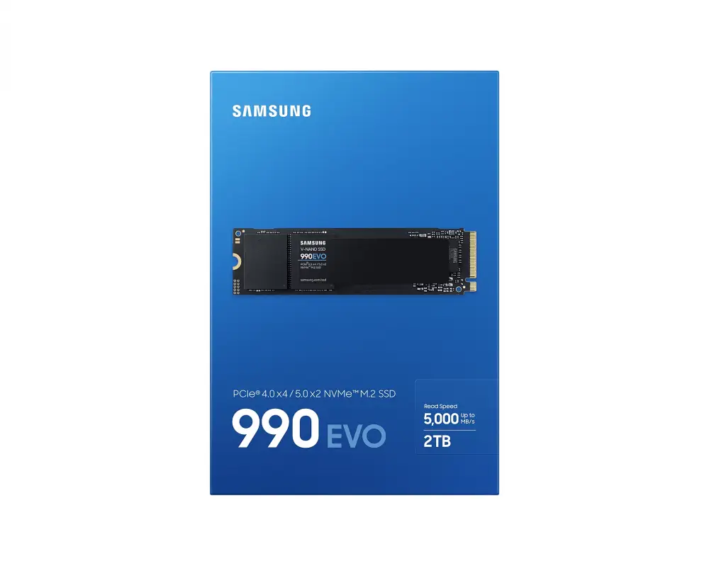 Диск SSD SAMSUNG 990 EVO 2TB M.2 2280 NVMe PCIe 4.0 x4 / 5.0 x2 - MZ-V9E2T0BW