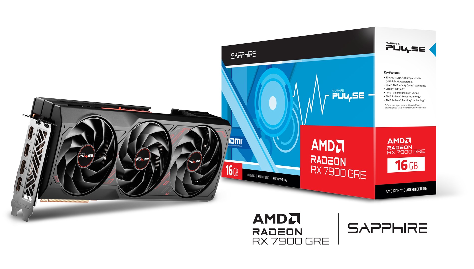 Видео карта Sapphire Pulse Radeon RX 7900 GRE GAMING 16GB GDDR6 - 11325-04-20G