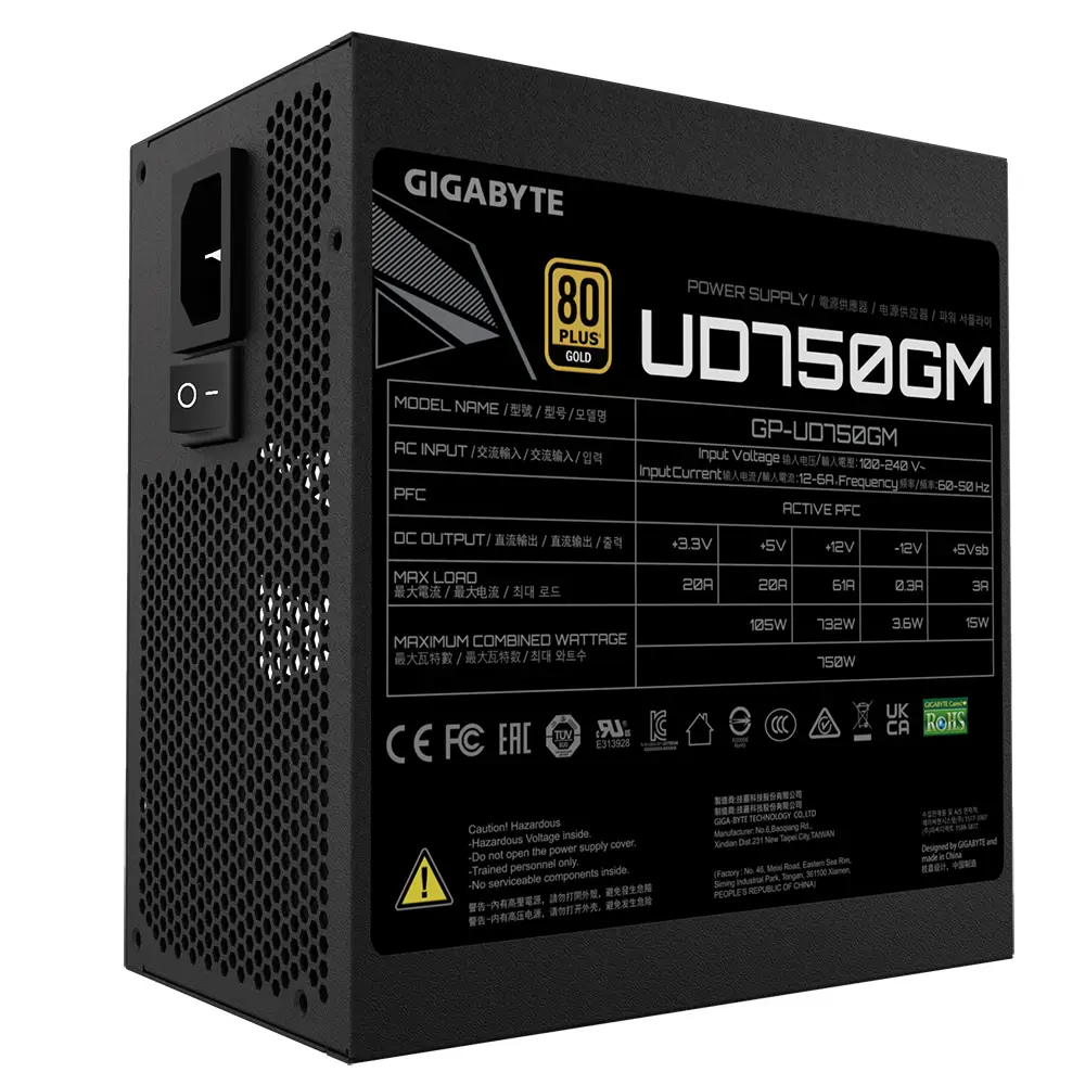 Захранване Gigabyte UD750GM 750W 80 Plus Gold Modular