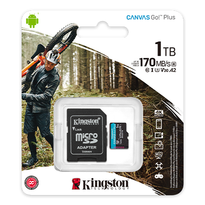 Карта памет Kingston Canvas Go! Plus, 1TB, UHS-I, Class 10, U3, V30, A2, Адаптер