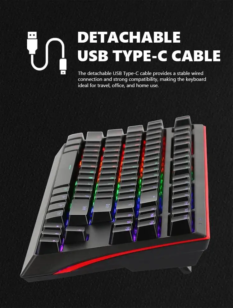 Геймърска механична клавиатура MARVO KG953G - Blue switches, 87 keys TKL, RGB