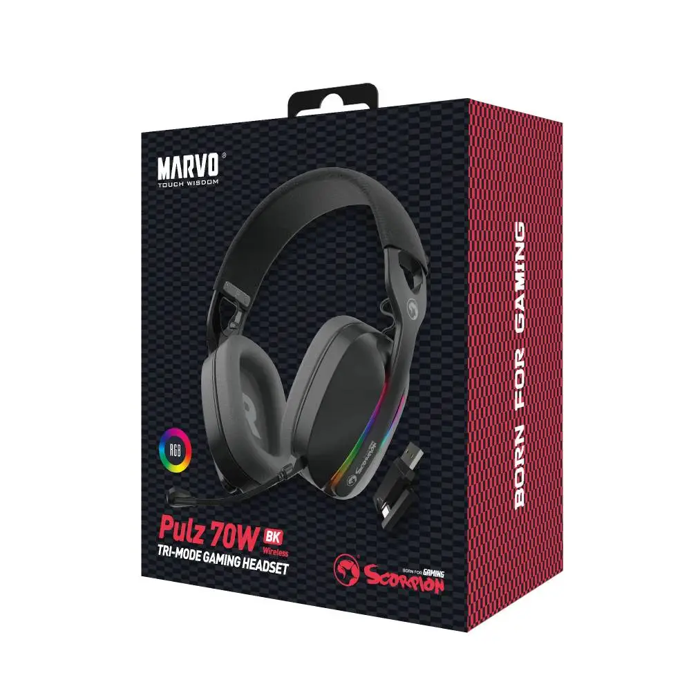 Геймърски безжични слушалки Marvo Pulz 70W - Bluetooth, 2.4G - MARVO-HG9086W