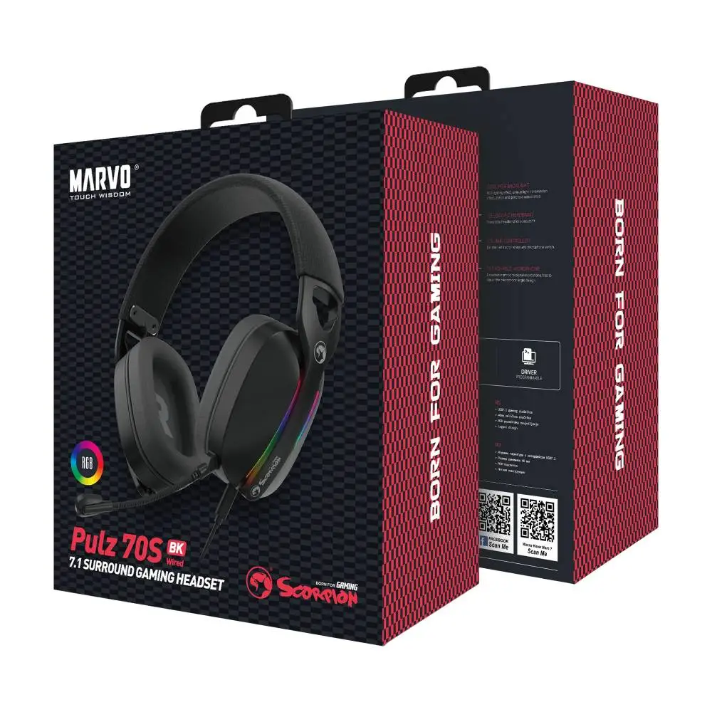 Геймърски слушалки Marvo Pulz 70S - 7.1 RGB - MARVO-HG9086-BK