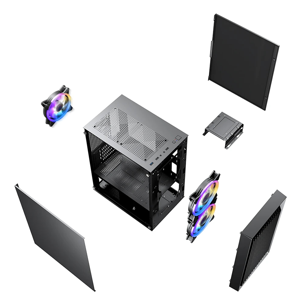 Кутия 1stPlayer BS-2 Case mATX 3 fans included