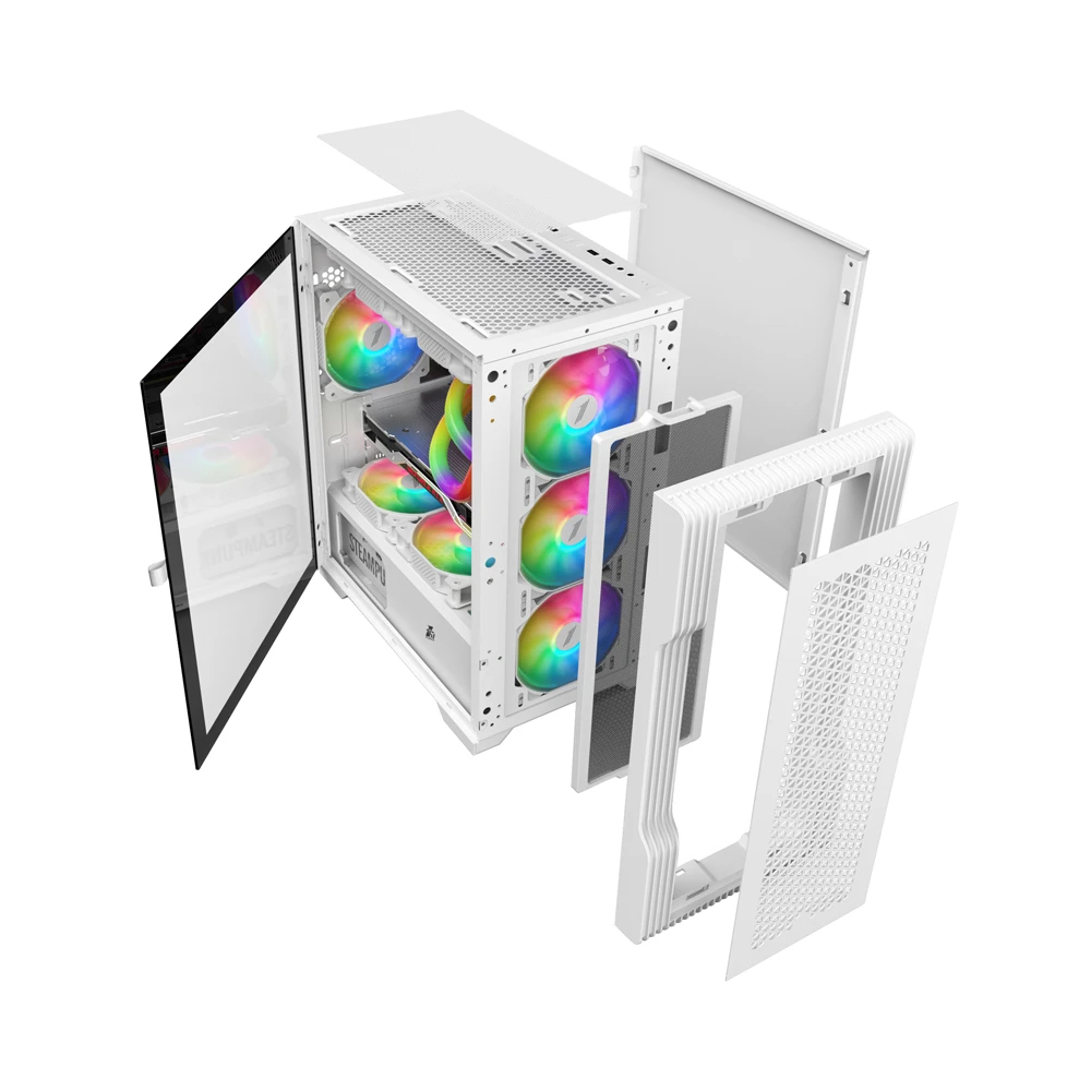 Кутия 1stPlayer TRILOBITE T3 Mesh White Case mATX  