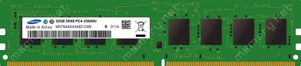 Памет Samsung Server 32GB DDR4 3200Mhz UDIMM PC4-25600U Dual Rank x8 Module - M378A4G43AB2-CWE