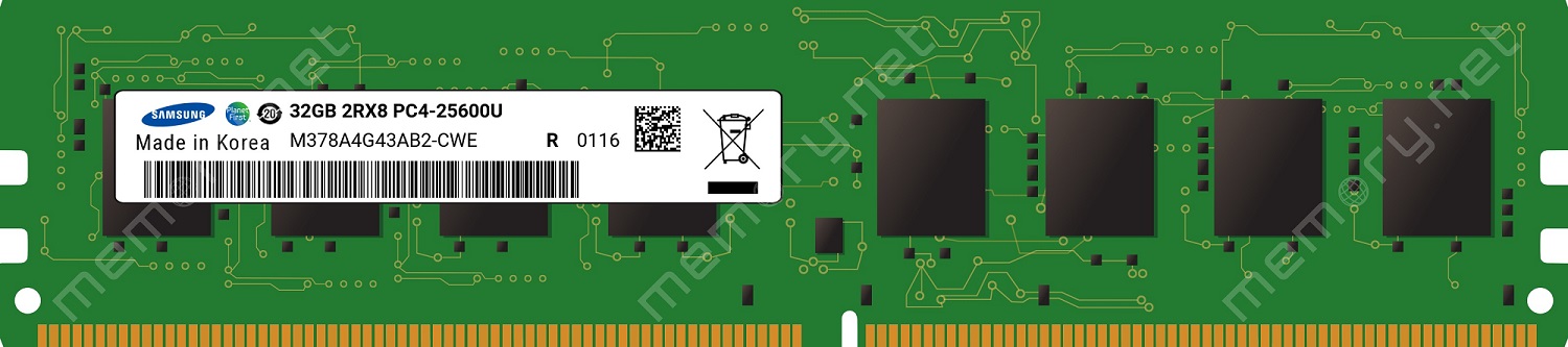 Памет Samsung Server 32GB DDR4 3200Mhz UDIMM PC4-25600U Dual Rank x8 Module - M378A4G43AB2-CWE