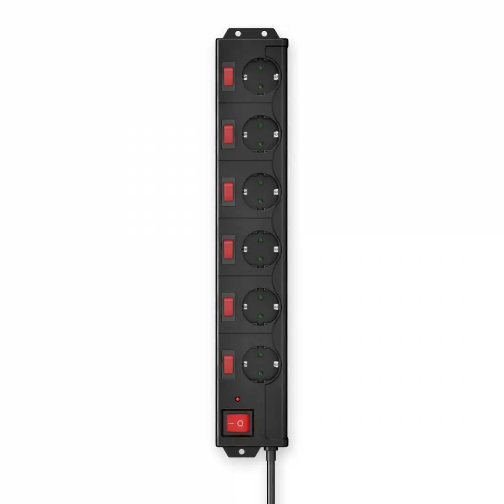 HAMA Multiprise 6 prises, 1.4m, interrupteurs individuels, Noir