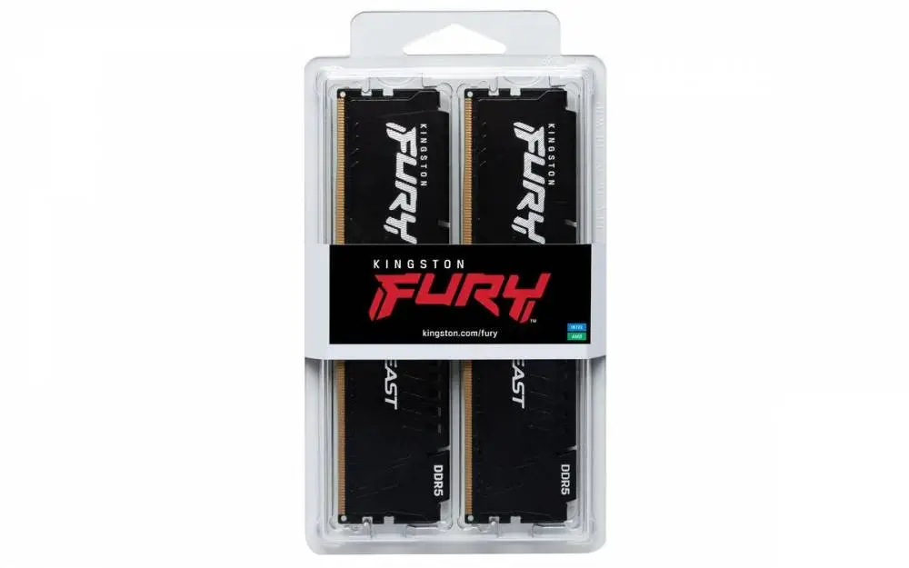Памет Kingston FURY Beast Black 64GB (2x32GB) DDR5 6000MHz CL30 EXPO - KF560C30BBEK2-64