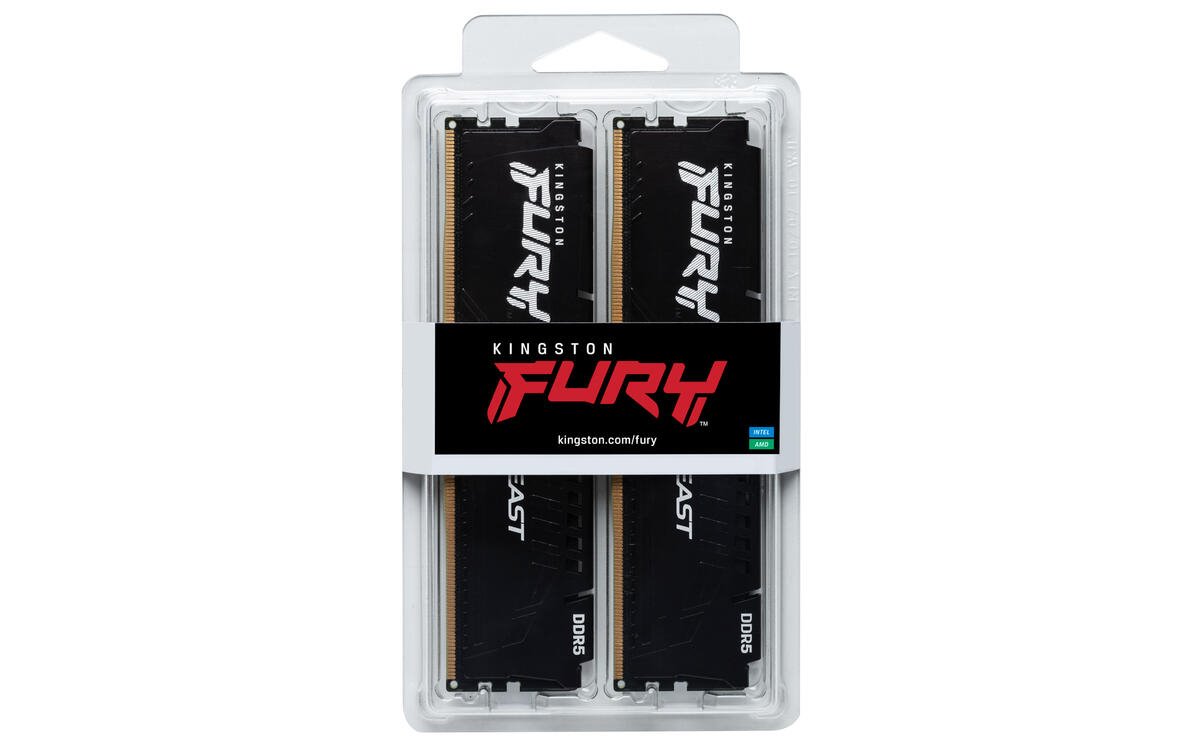 Памет Kingston FURY Beast Black 64GB (2x32GB) DDR5 6000MHz CL30 EXPO - KF560C30BBEK2-64