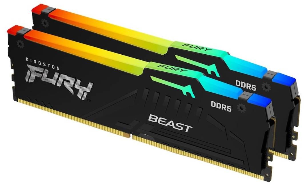 Памет Kingston FURY Beast Black RGB 64GB (2x32GB) DDR5 6000MHz CL30 XMP - KF560C30BBAK2-64