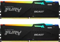 Памет Kingston FURY Beast Black RGB 64GB (2x32GB) DDR5 6000MHz CL30 XMP - KF560C30BBAK2-64