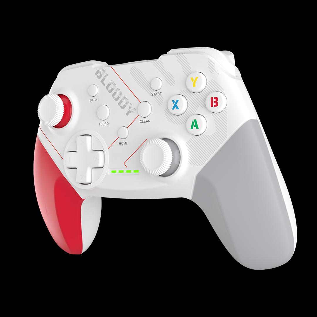 Controlador para juegos A4tech Bloody GPW50, Dual-mode cableado e inalámbrico, Blanco