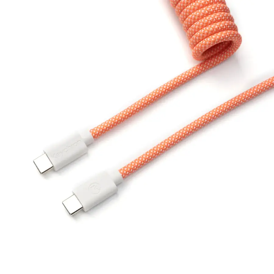 Кабел за клавиатура Keychron Coiled Aviator Straight Custom USB Cable, USB-C - USB-C Pink Orange