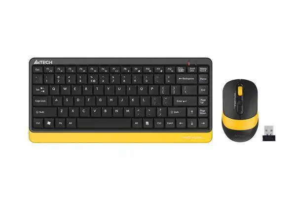 Комплект клавиатура и мишка A4TECH Fstyler F1110, Безжичен, Черен/Жълт