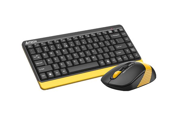 Комплект клавиатура и мишка A4TECH Fstyler F1110, Безжичен, Черен/Жълт