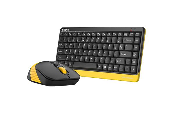 Комплект клавиатура и мишка A4TECH Fstyler F1110, Безжичен, Черен/Жълт