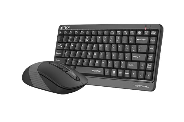 Комплект клавиатура и мишка A4TECH Fstyler F1110Q, Безжичен, Сива