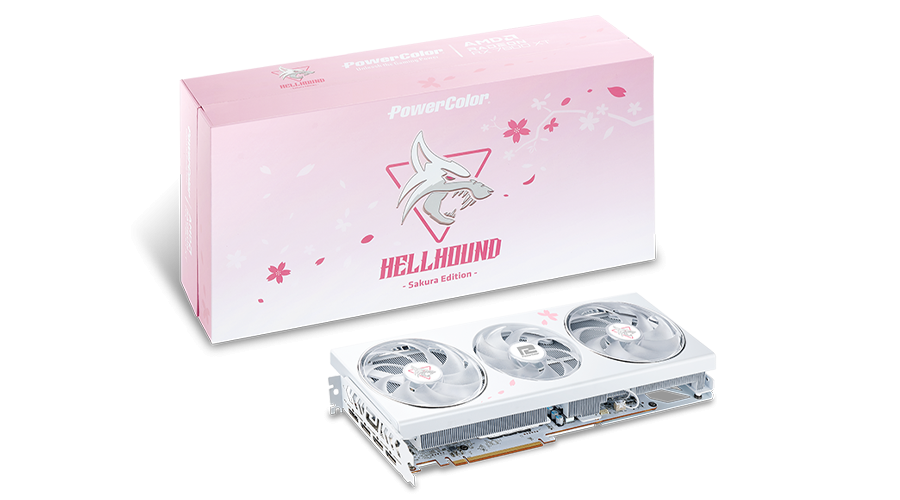 Graphics Card PowerColor AMD Radeon RX 7800 XT Hellhound Sakura Limited Edition 16GB OC GDDR6