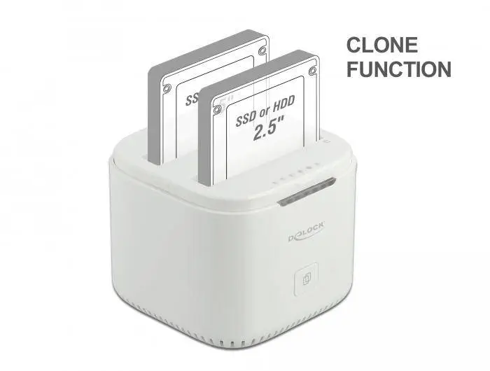 Станция Delock USB-C, За 2 x 2.5&Prime; SATA HDD / SSD, Клониране