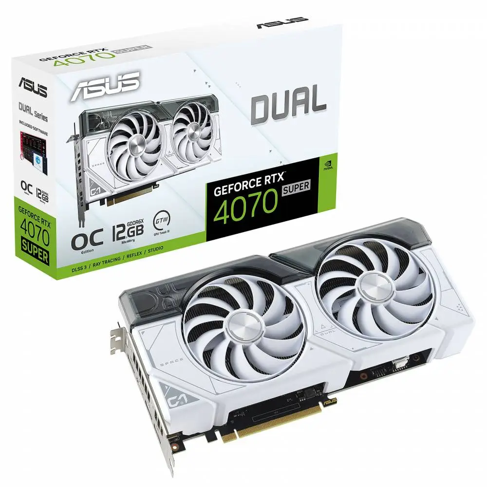Видео карта ASUS DUAL RTX 4070 SUPER OC 12GB WHITE - 90YV0K84-M0NA00