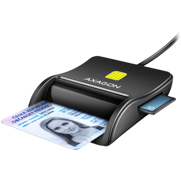Четец за карти Axagon CRE-SM3SD Compact USB Smart/ID & SD/microSD/SIM card reader with long USB-A cable