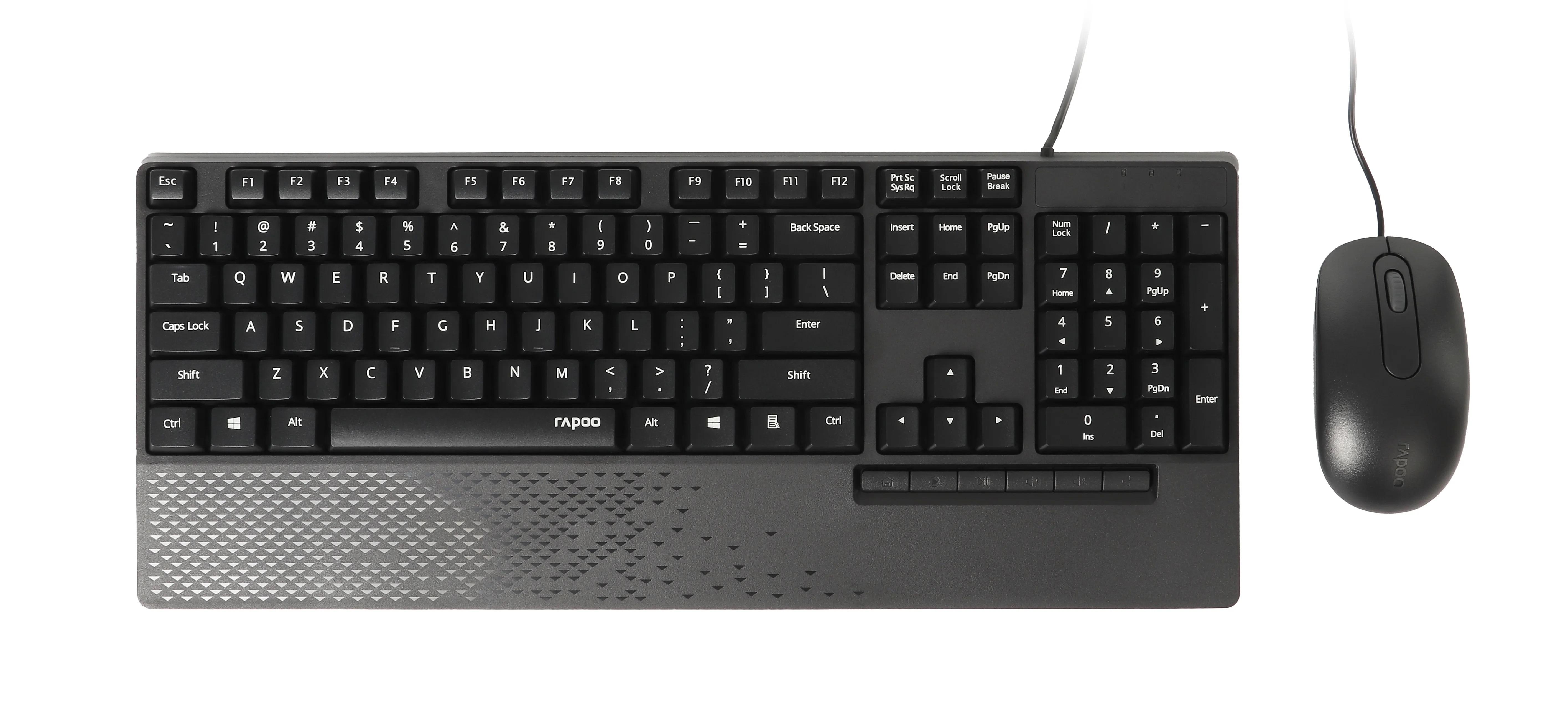 Комплект клавиатура и мишка RAPOO NX2000, 1600 DPI, Кирилизирана, Черен