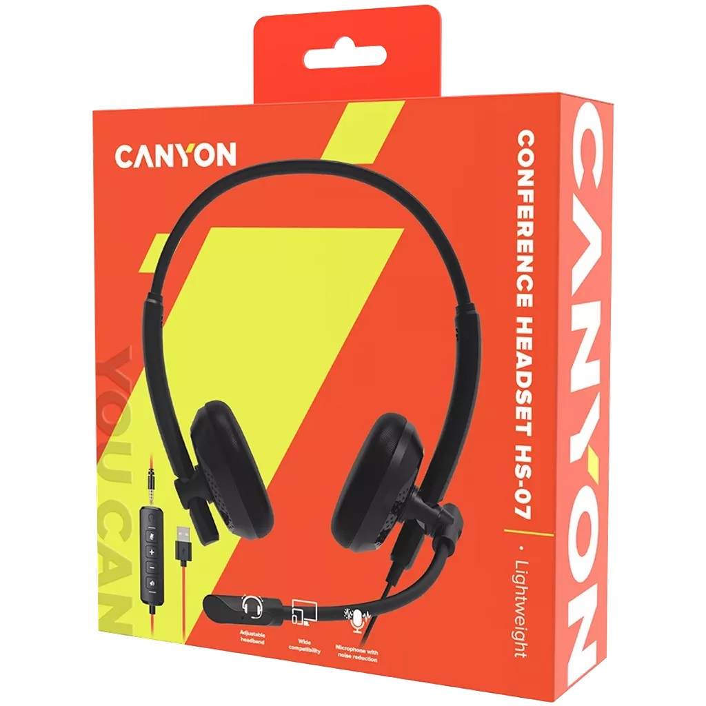 Слушалки CANYON HS-07 Super light weight conference headset 3.5mm stereo - CNS-HS07B