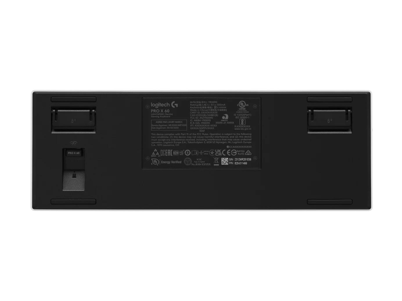 Геймърска клавиатура Logitech Pro X 60 Tactile White, KEYCONTROL, LIGHTSYNC, RGB, Бяла - 920-011930