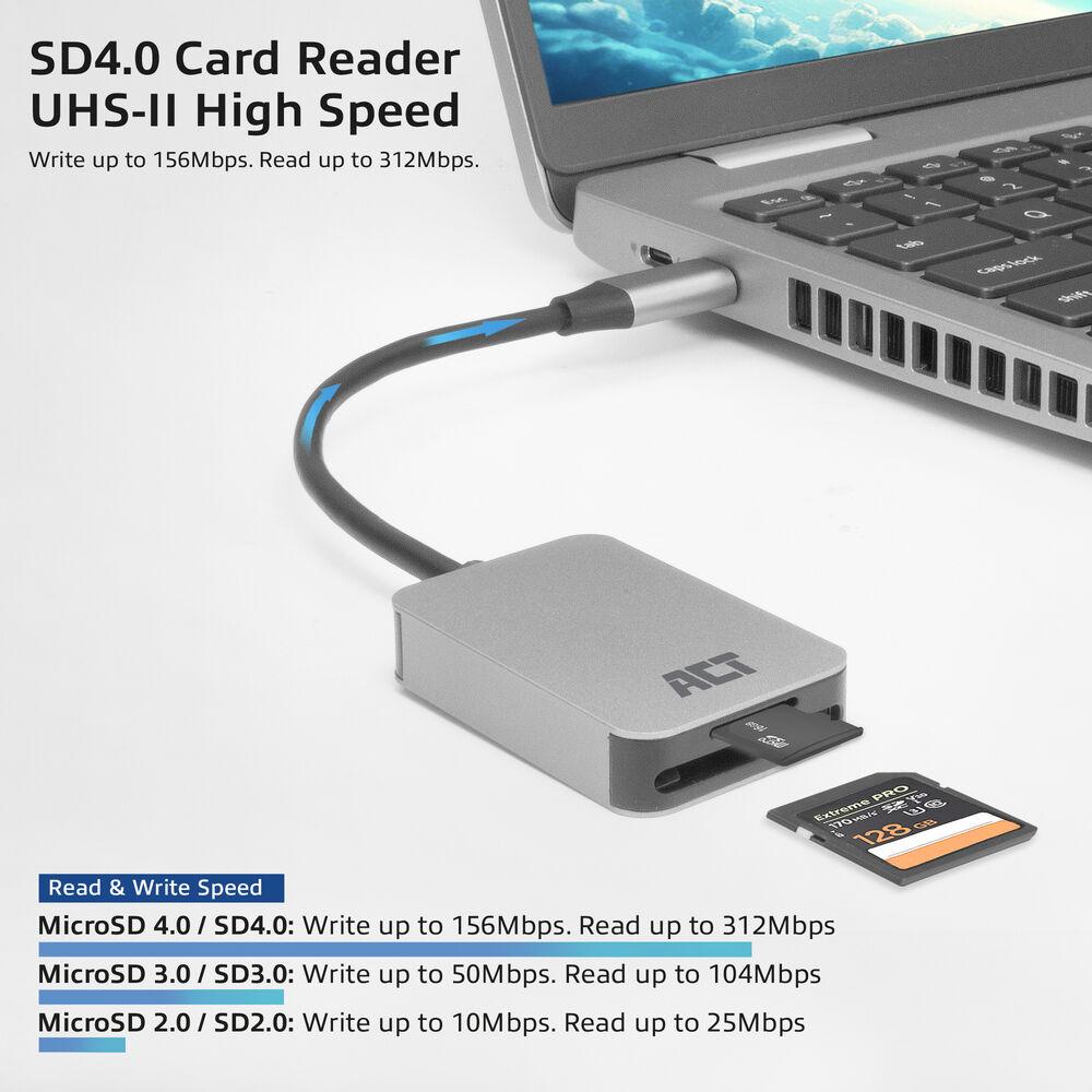 Lettore per schede SD / micro SD ACT AC7056, SDXC, USB-C
