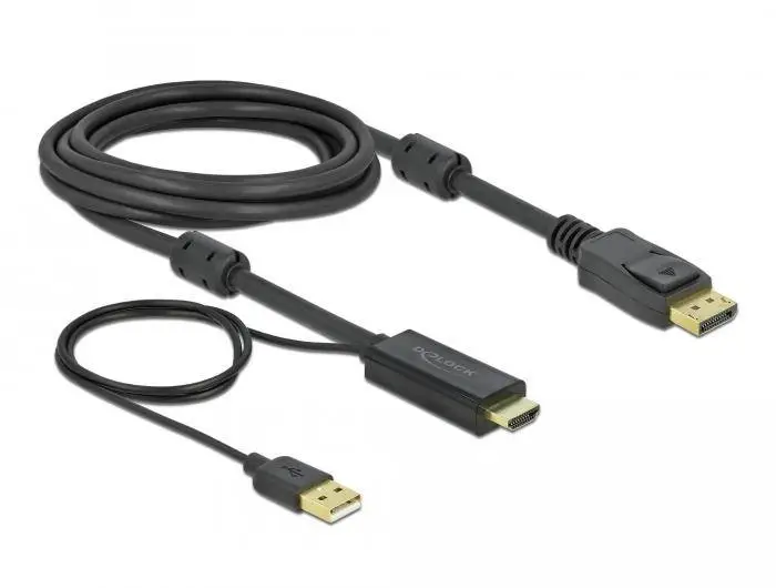 Кабель Delock HDMI мужской - DisplayPort USB мужской, 4K 30 Hz, 3 м, Черный