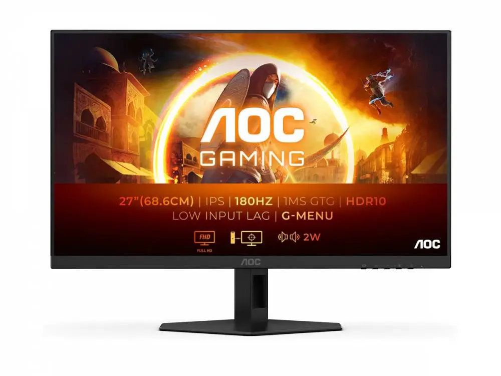 Монитор AOC 27G4XE, 27", IPS, FHD 1920x1080, 180Hz, 1ms, HDR10, G-Sync, HDMI, DP