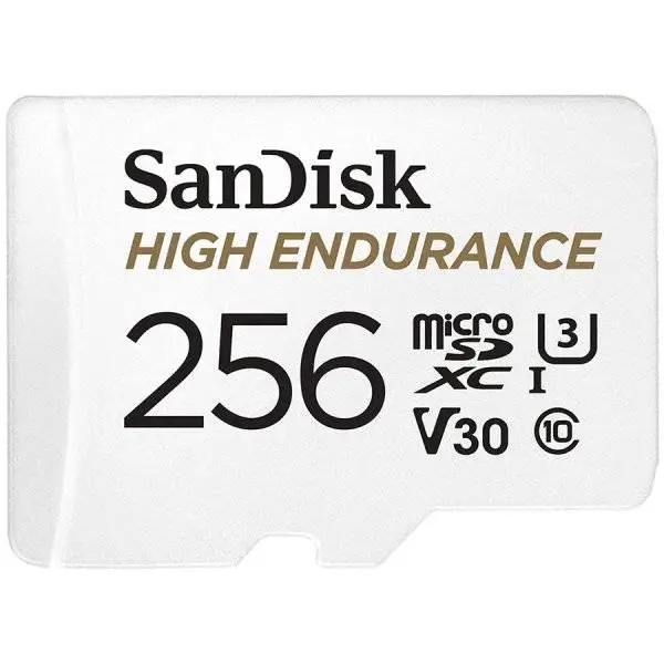 Карта памет SanDisk High Endurance microSDXC 256GB + SD Adapter C10, U3, V30 - SDSQQNR-256G-GN6IA