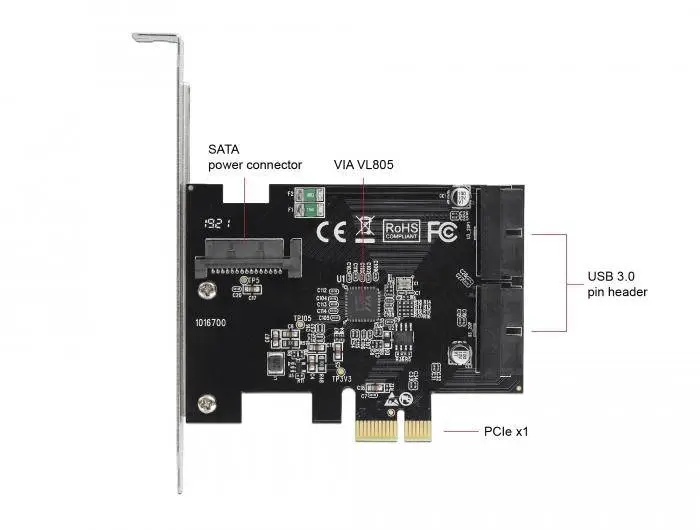 Карта Delock, PCI Express x1 към USB 3.0 Pin Header