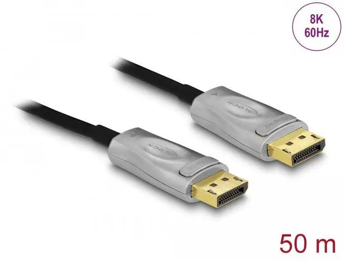Câble optique Delock, Actif, DisplayPort 1.4 8K, 50 m