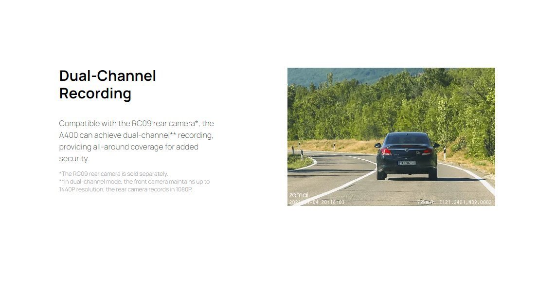 70mai Видеорегистратор Dash Cam A400 Grey