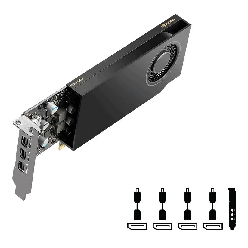 Tarjeta gráfica PNY VCNRTXA400ATX-PB, RTX A400, 4GB, PCIE 4.0 x8, miniDisplayPort 1.4 (4)