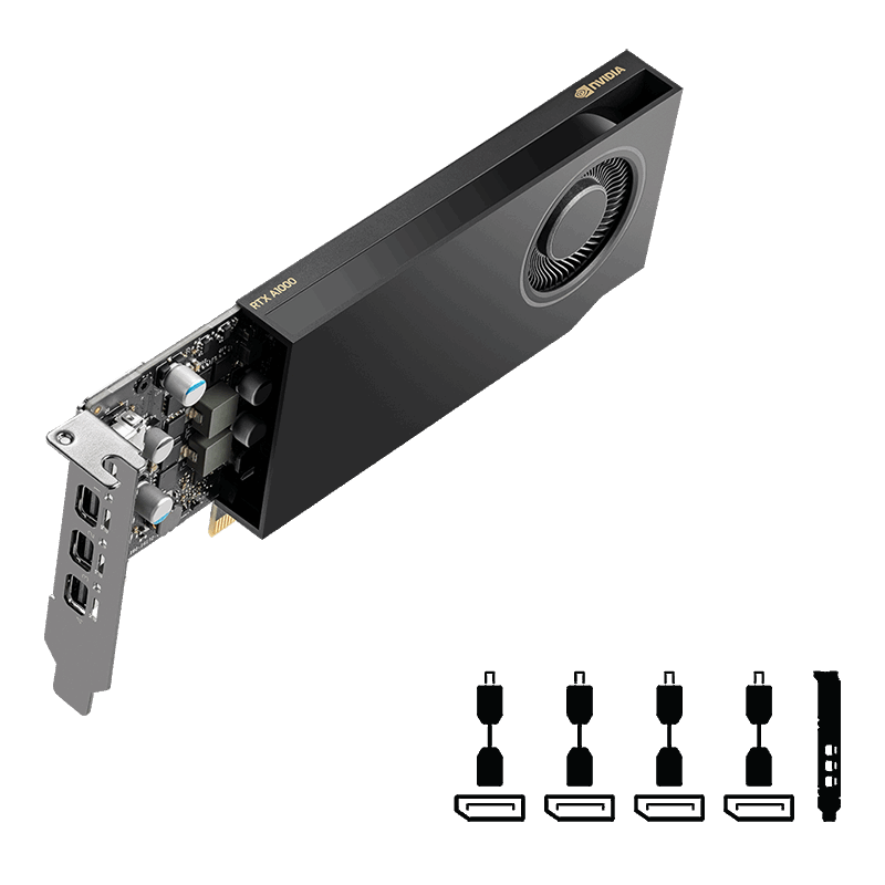 Tarjeta gráfica PNY VCNRTXA400ATX-PB, RTX A400, 4GB, PCIE 4.0 x8, miniDisplayPort 1.4 (4)