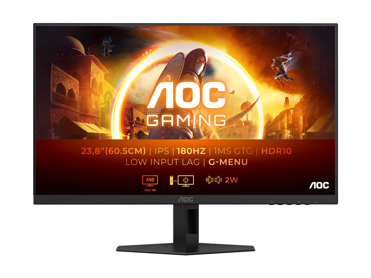 Монитор AOC 24G4XE, 23.8", IPS, FHD 1920x1080, 180Hz, 1ms, HDR10, G-SYNC Compatible 