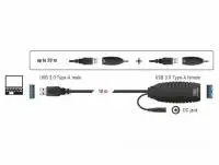 Удължителен кабел DeLock, Активен, USB-A мъжко - USB-A женско, USB 3.0, 10 м