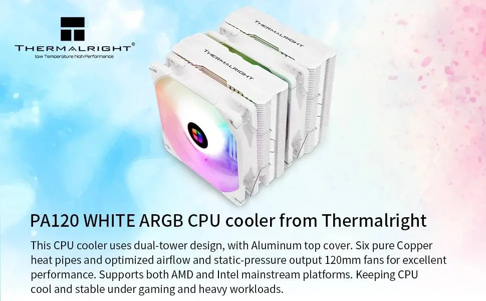 Охладител за процесор Thermalright Peerless Assassin 120 White ARGB Dual-Tower CPU Cooler