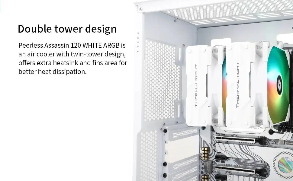 Охладител за процесор Thermalright Peerless Assassin 120 White ARGB Dual-Tower CPU Cooler