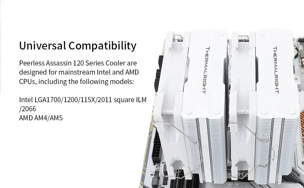 Охладител за процесор Thermalright Peerless Assassin 120 White ARGB Dual-Tower CPU Cooler